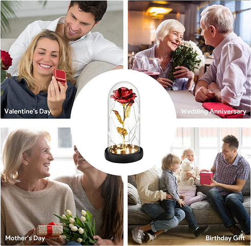 Roses Gift for Her, Birthday Gifts for Women Mom,, Rainbow Rose in Glass Dome with LED Light, Unique Love Gifts for Mom,Wife, Gift for Mothers Day,Valentines Gifts for Girlfriend