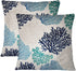 Beach Throw Pillow Covers, Set of 2 Coastal Coral Branch Ocean Themed Pillowcase Luxury Velvet Decorative Cushion Cover for Couch Bed Sofa Farmhouse Decoration 18X18 Inches