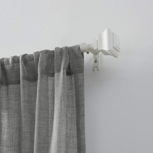 Mode Simplicity Single Curtain Rod set with Square Finials - 32 to 90 in, White