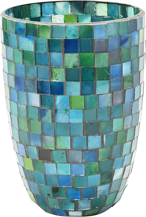 Creative Co-Op Mosaic Glass Votive Candle Holder, Blue & Green