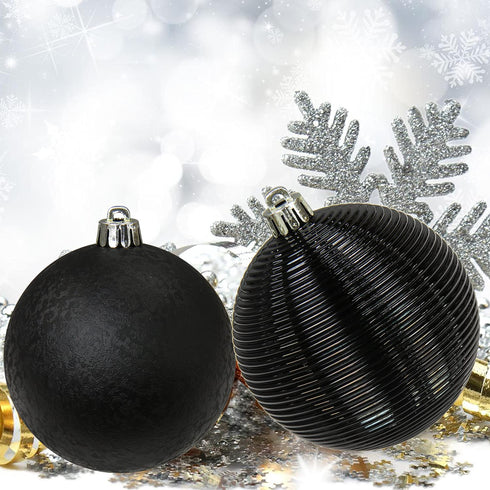 3.14" Christmas Ball Ornaments 16 Pcs Christmas Tree Decorations Set Shatterproof Black Big Christmas Ornaments Balls with Hanging Loop for Holiday Party Wreath Xmas Tree Decor
