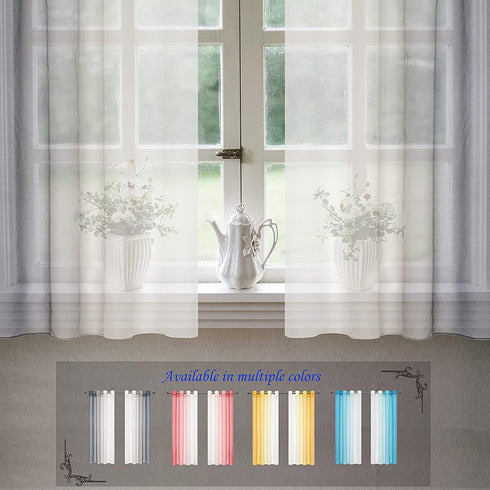 Grey Ombre Sheer Curtains Faux Linen - Semi Voile Gradient Sheer Curtain for Bedroom and Living Room Grommet Top,Set of 2 Panels Window Curtains 52" W—96" L
