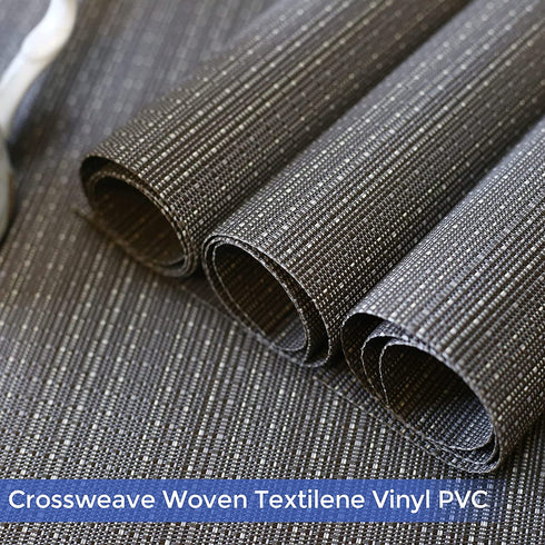 Woven Vinyl Table Runner and Placemats Set of 6 for Kitchen Dining Table Wipe Clean Washable PVC Table Runner Dark Grey (1 Table Runner and 6 Placemats)