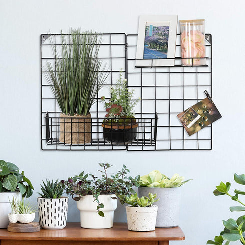 MOOACE Wall Grid Panel 2 Pack, Black Wire Photos Display Grid Panels, Memo Board DIY Decor Hanging Organizer for Home, Office, 16.34" x 23.82"