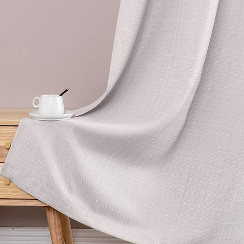 JINCHAN Curtains Linen Textured Casual Weave Curtain for Living Room Bedroom Window Panels Grommet Light Filtering Drapes 2 Panels Light Heathered Grey 96 Inch Long