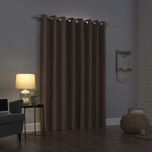 Sun Zero - 56585 Brooks Burlap Weave Thermal Extreme 100% Blackout Grommet Curtain Panel, 52" x 84", Deep Red/Linen