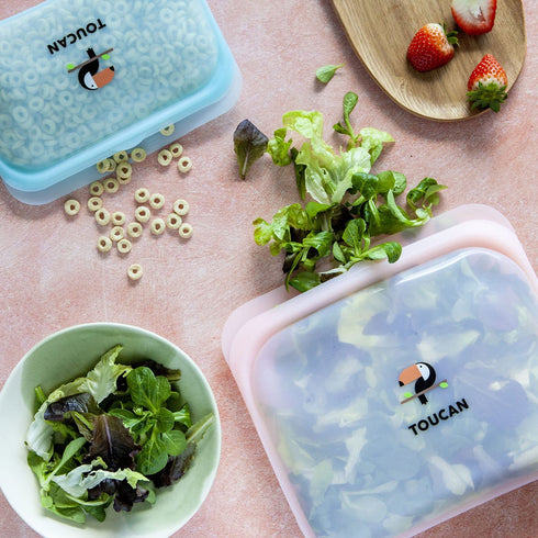 Food grade Silicone Storage Bags 5 pcs Leakproof Reusable Storage Bag set Sandwich Bag and Cooking Bag Snack Bags Dishwasher Oven and Microwave Safe Silicone Containers