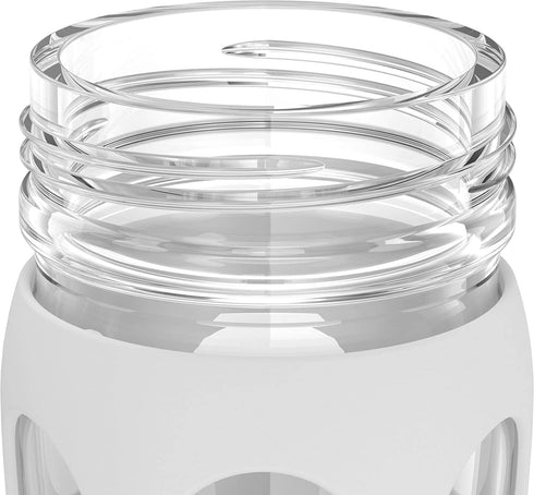 Lifefactory 22-Ounce Glass Water Bottle with Active Flip Cap and Protective Silicone Sleeve, Optic White
