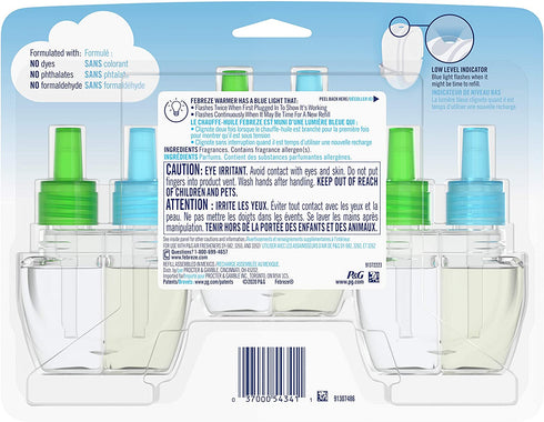 Febreze Plug in Air Fresheners, Gain Original Scent, Odor Eliminator for Strong Odors, Scented Oil Refill (3 Count)