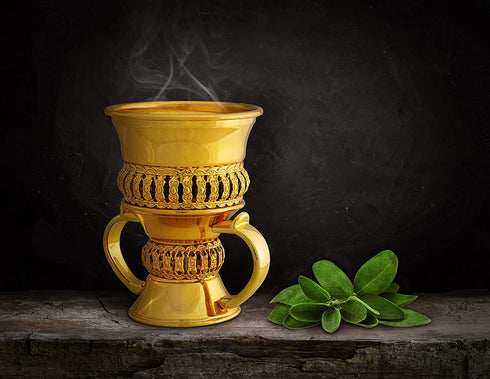 AM Regal Metal Incense Burner - Bakhoor Burner Mubkhara Frankincense Insence Burner - Ideal for Yoga, Spa & Aromatherapy (Gold)