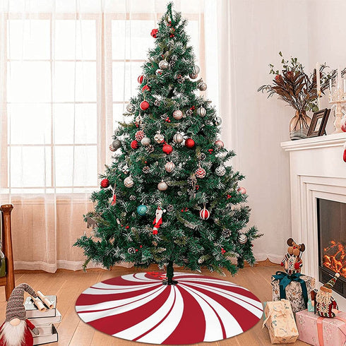 MOLIAN 48" Traditional Christmas Tree Skirt with Swirl Peppermint Candy Design Holiday Party Decoration