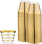 Perfect Settings 110 Premium Gold Rimmed (4 Ring) Clear Plastic Disposable Party Cups 9 Ounce Holiday Gathering or Wedding Party Elegant Disposable Cups