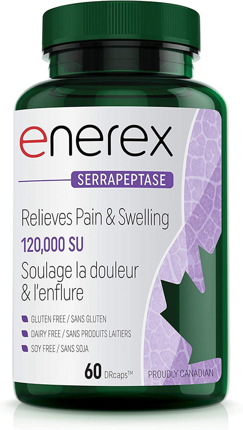 ENEREX - Serrapeptase 120,000 SU - Pain & Inflammation Enzyme, 60 capsules
