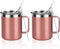 2 Pack Stainless Steel Coffee Mugs with Handle, 12Oz Insulated Coffee Mug, Double Wall Vacuum Insulated Camping Mug with Lid, Thermal Coffee Mug for Coffee, Tea, Hot and Cold Drinks (Rose Gold)