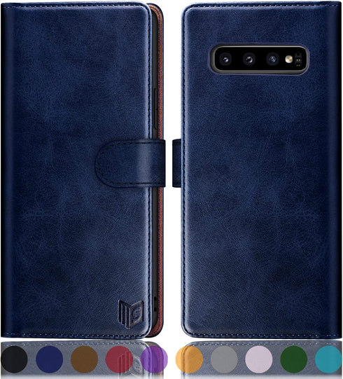 SUANPOT for Samsung Galaxy S10 6.1"(Non S10e,S10+) with RFID Blocking Leather Wallet case Credit Card Holder,Flip Folio Book Phone case Shockproof Cover Women Men for Samsung S10 case Wallet (Blue)