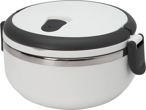 Kitchen Details Stainless Steel 1 Tier White Twist Open Lunch Box Container Thermos, Good for Soup and Hot Food