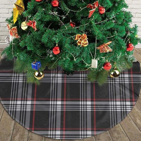 Christmas Tree Skirt 48 Inch Buffalo Plaid Black White Red Xmas Holiday Party Supplies Large Tree Mat Decor for Indoor Outdoor Home Ornaments