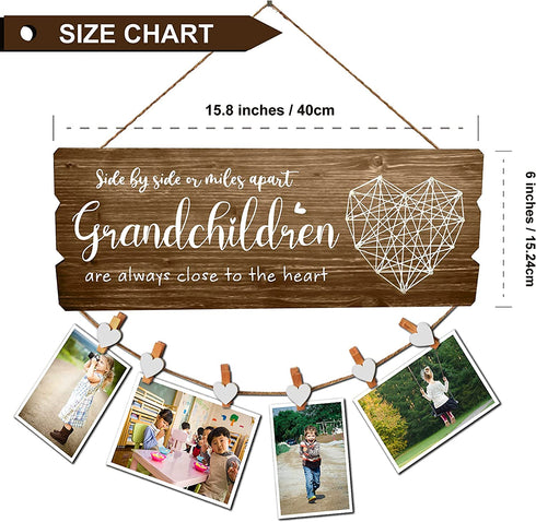 Buecasa Gifts for Grandma from Grandson and Granddaughter - Nana Grammy Birthday Gifts Picture Holder with 6 Heart Clips 15.8x6.0 Inches