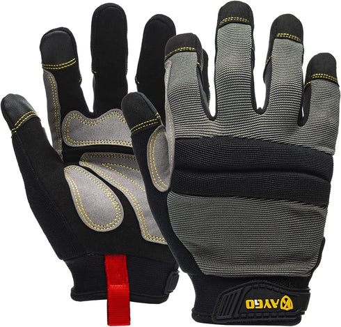 KAYGO Work Gloves For Men, KG125M Mechanic Utility Work Gloves for All Purpose, Excellent Grip, Heavy Duty, Improved Dexterity, Touch Screen