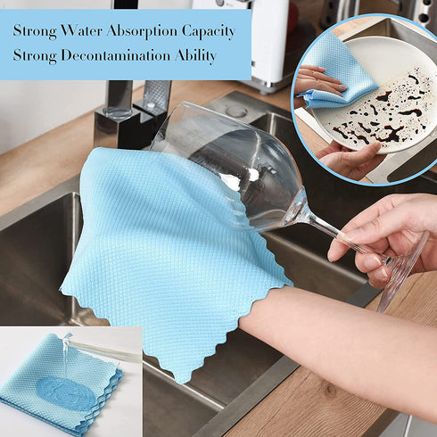 Streak-Free Miracle Cleaning Cloths, 20 Pack Fish Scale Cleaning Cloth Reusable for Window, Nano Scale Easy Clean Rags, Nanoscale Cleaning Cloth, Microfiber Glass Towels Easycleanco Cloths (9.8x9.8in)
