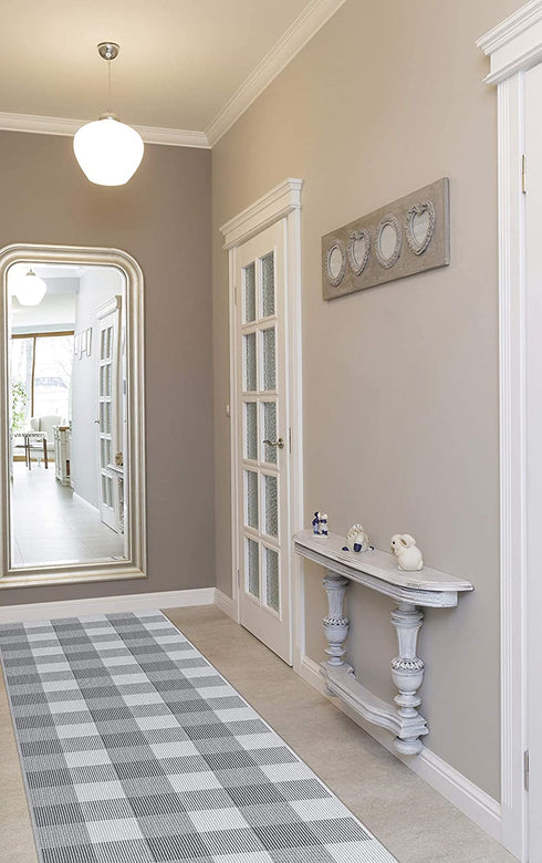 Grey Runner Rug for Hallway: 2x8 Runner Rug Gray Outdoor Runner Rug Non Slip Kitchen Rug Runner Laundry Room Runner Rug Entryway Runner Rug Farmhouse Runner Rug Washable Runner Rug Grey Rug Runner