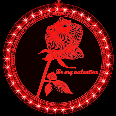 Valentine's Day Lighted Window Decorations, 8.2 inch Valentines Window Lights Battery Operated, Backdrop String Lights for Windows Bedroom Party Holiday Wall Decorations (Rose Style)