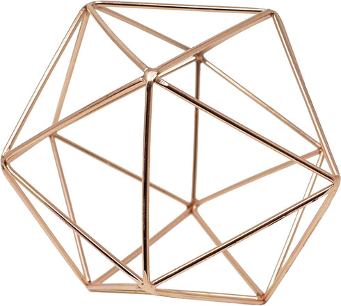 3D Geometric Himmeli Centerpiece & Hanging Ornament, Chrome Plated Metal - 6 Inch Size (Rose Gold)
