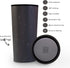 Circular & Co. Travel Mug (16oz) - The World's First Reusable Mug Made from Recycled Coffee Cups, 100% Leak-Proof, Sustainable & Insulated, Black on Cosmic Black