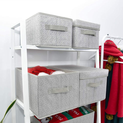 GRANNY SAYS Storage Baskets for Shelves, Gray Storage Bins, Storage Boxes Decorative for Living Room, Medium, 3-Pack