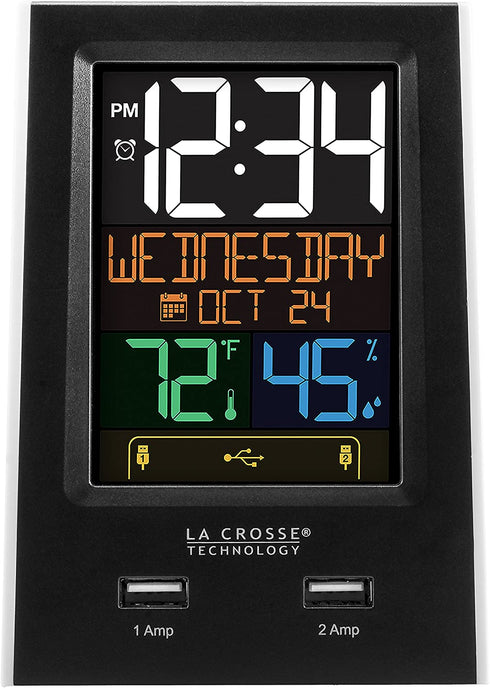 La Crosse Technology C86224 Dual USB Charging Alarm with nap Timer, 3.74" L x 2.40" W x 5.24" H, Black