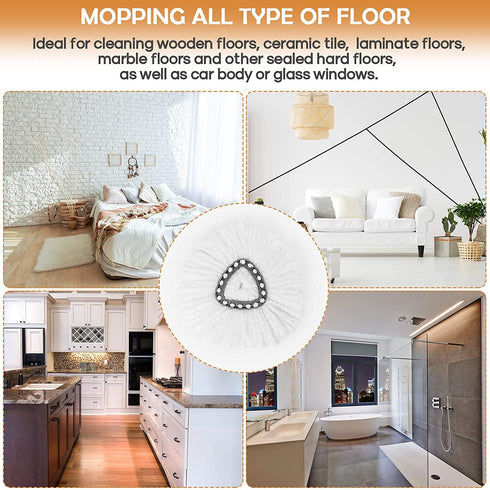 6 Pack Spin Mop Replacement Heads for Spin Mop, 100% Microfiber EasyWring Mop Head Refill, Mop Head Replacement for Easy Cleaning Mop Refill, Triangle Spin Mop Refills for All Hard Flooring Surface