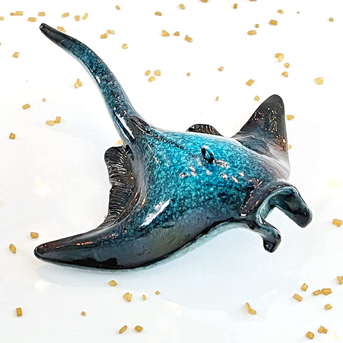 Christmas Ornaments - Home Decor - Hand-Painted Blue Manta Ray - Bathroom Decorations, Stocking Stuffers, Scuba Lovers and Ocean