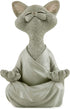 Whimsical Grey Buddha Cat Figurine Meditation Yoga Collectible - Happy Cat Collection - Cat Lover Gifts for Women, Cat Lover Gifts for Men, Meditation Decor, Yoga Decor