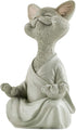 Whimsical Grey Buddha Cat Figurine Meditation Yoga Collectible - Happy Cat Collection - Cat Lover Gifts for Women, Cat Lover Gifts for Men, Meditation Decor, Yoga Decor