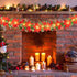 Dazzle Bright 7 FT Christmas Poinsettia Flowers Garland Decorations, 10 LED Lighted Artificial Velvet String Lights with Red Berries Holly Leaves, Xmas Ornaments for Indoor Outdoor Fireplace Decor