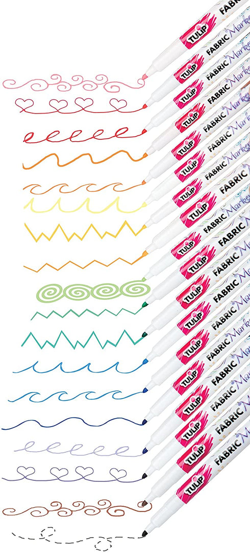 Tulip Permanent Nontoxic Fabric Markers, 20 Pack, Multicolor