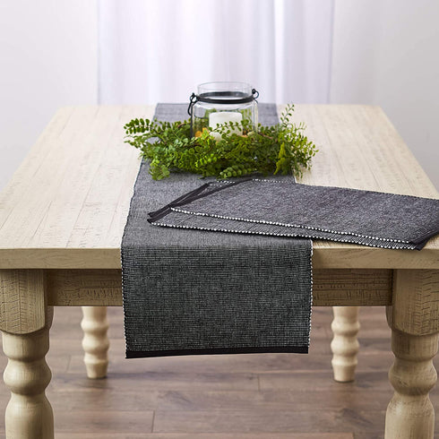 DII Two-Toned Collection Tabletop, Table Runner, 13x72, Black