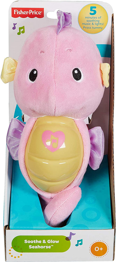 Fisher-Price Soothe & Glow Seahorse, Pink, Plush Toy with Music, Ocean Sounds and Lights for Baby