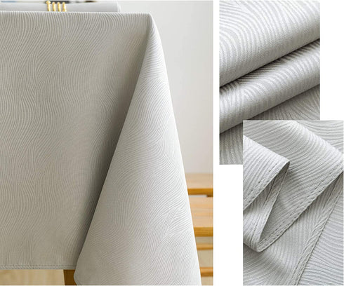 Lipo Tablecloth Jacquard Swirl Design-Waterproof Table Cloth for Rectangle Tables Wrinkle Oil Free-Outdoor Parties Dinning Table Covers Kitchen Decor-Light Grey Table Cloths Rectangle 60 X 84
