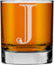 Etched Monogram 10.25oz Rocks Old Fashioned Lowball Glass for Whiskey Scotch Bourbon (Letter J)