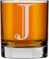 Etched Monogram 10.25oz Rocks Old Fashioned Lowball Glass for Whiskey Scotch Bourbon (Letter J)