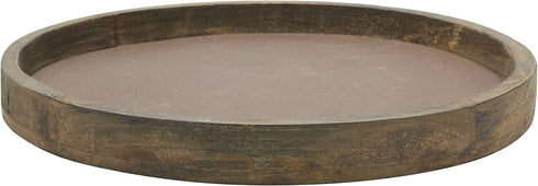 Stonebriar Rustic Natural Wood and Metal Candle Holder Tray, Home Decor Accessories for the Coffee Table and Dining Table, Brown, Large