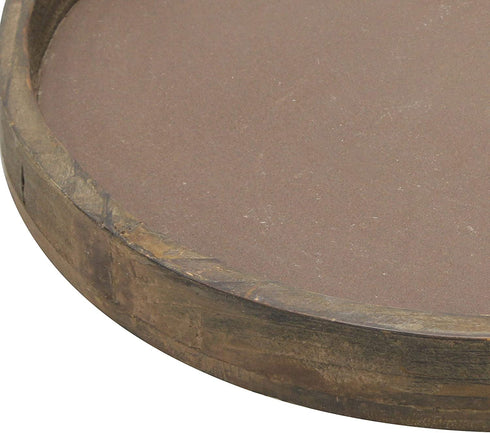 Stonebriar Rustic Natural Wood and Metal Candle Holder Tray, Home Decor Accessories for the Coffee Table and Dining Table, Brown, Large