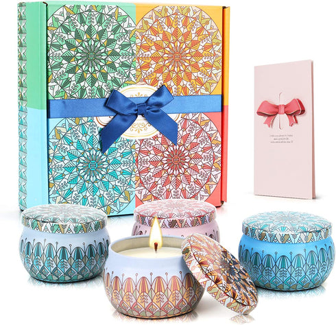 HomeBelle Scented Candles Gift Set for Women, Aromatherapy Candles for Home Scented, 4.4oz Soy Wax Jar Candle for Thanksgiving Day Birthday Valentines Mother's Day Christmas Gifts,Stress Relief 4 Pack