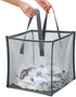 HMLINYAO Mesh Popup Laundry Hamper ,With Handles,Portable and Collapsible Laundry Basket,Used for Laundry Room,Student Dormitory or Travel Storag (Gray, Single-Layer)