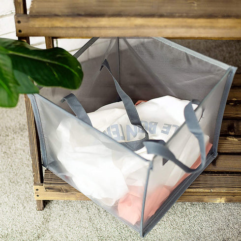 HMLINYAO Mesh Popup Laundry Hamper ,With Handles,Portable and Collapsible Laundry Basket,Used for Laundry Room,Student Dormitory or Travel Storag (Gray, Single-Layer)