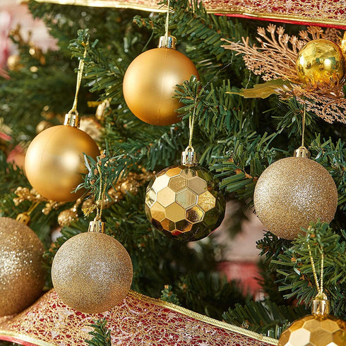 XmasExp 60mm/2.36" Christmas Ball Ornaments Shatterproof Christmas Ornaments Set Decorations for Xmas Tree Balls - 34ct (2.36'', Gold)