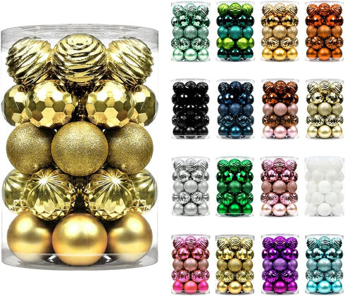 XmasExp 60mm/2.36" Christmas Ball Ornaments Shatterproof Christmas Ornaments Set Decorations for Xmas Tree Balls - 34ct (2.36'', Gold)