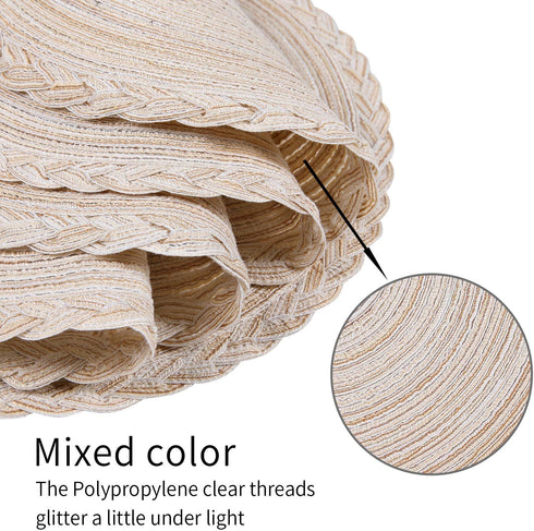 homing Round Placemats Set of 6 for Dining Table Woven Heat Resistant Anti-Slid Cotton Kitchen Table Mats 14 Inch, Easy to Care, Mixed Color, Beige