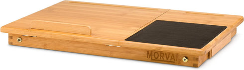 MORVAT Laptop Lap Desk with Storage Bed Desk Lap Tray with Built in Mouse Pad Adjustable Laptop Stand for Bed Writing Desk Lap Desk Bed Table Laptop Desk with Magnetic Drawer 100% Natural Bamboo Wood